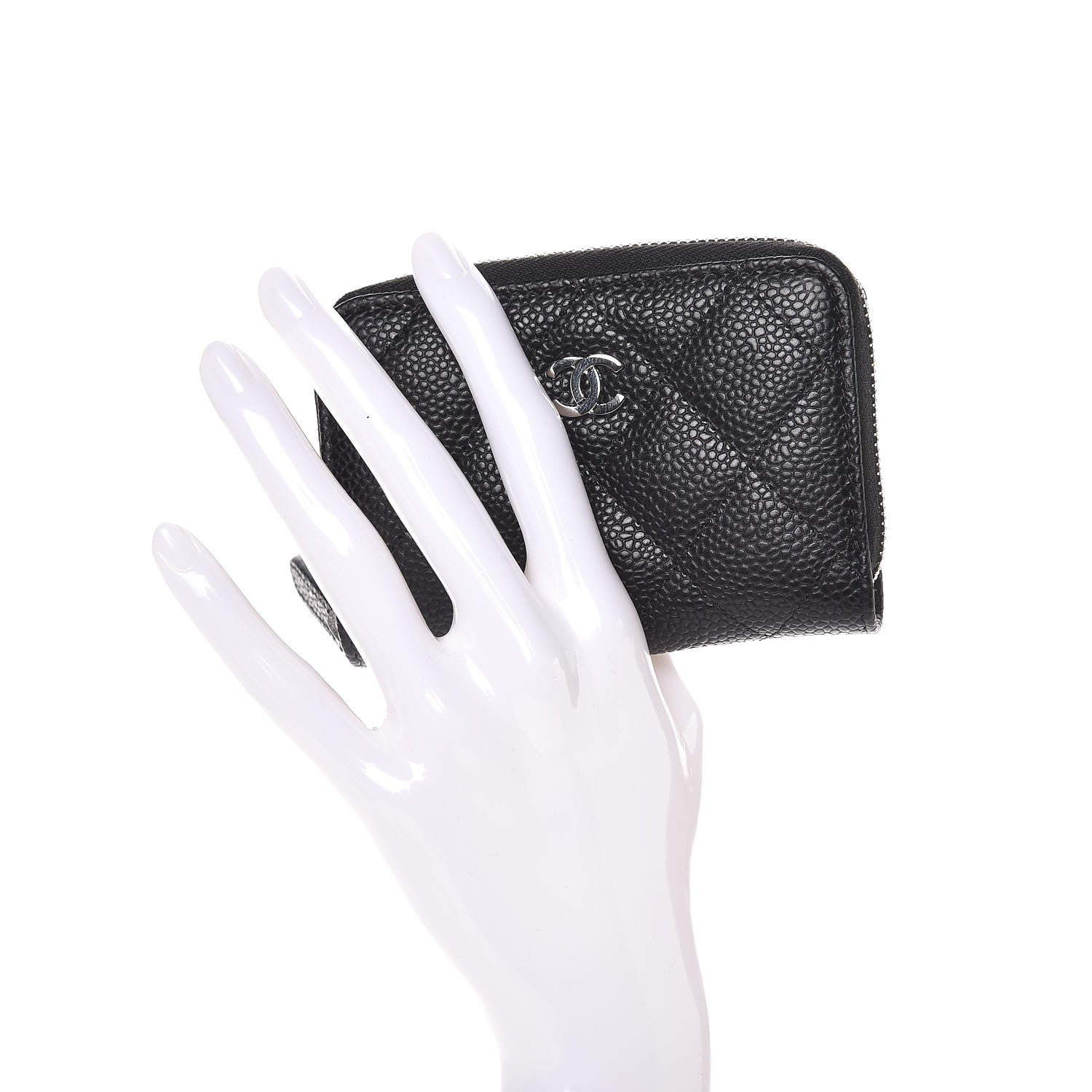 Chanel Caviar Quilted Zip Coin Purse Black 2 of 8