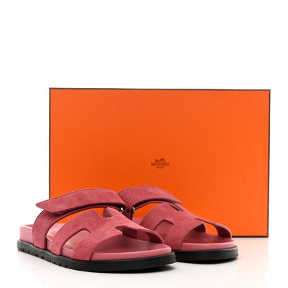 Hermes Suede Goatskin Womens Chypre Sandals 36.5 Rose Aphrodite 9 of 9