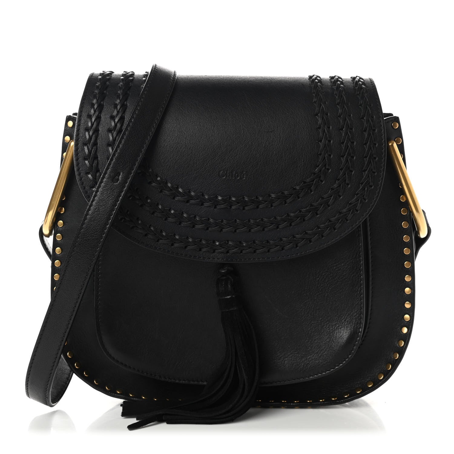 Chloe Calfskin Braided Medium Hudson Shoulder Bag Black 1 of 11