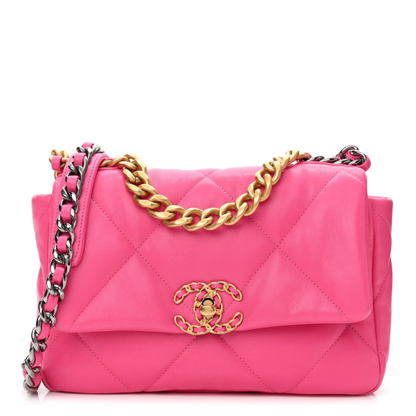 Lambskin Quilted Medium Chanel 19 Flap Pink