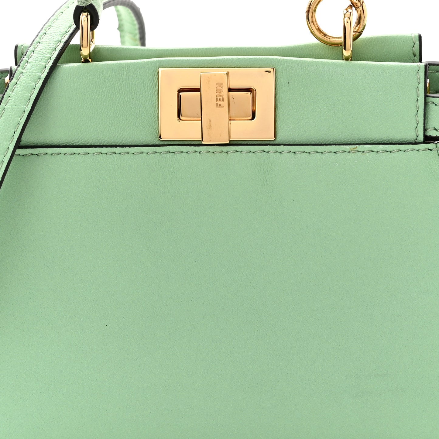 Shiny Nappa Micro Peekaboo Iconic Satchel Verde Acqua
