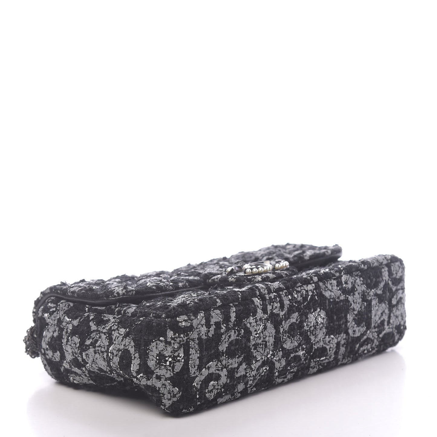 Painted Tweed Medium Single Flap Black Grey
