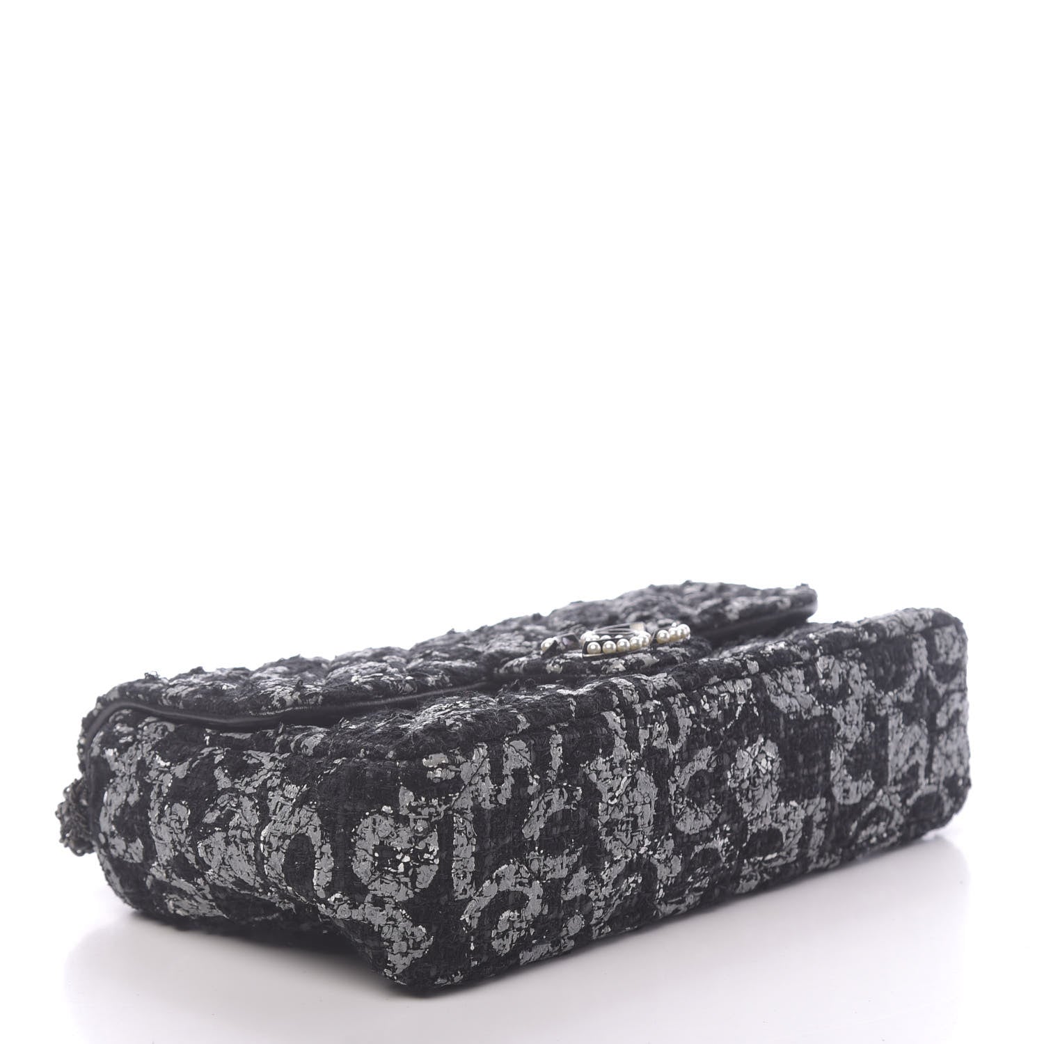 Chanel Painted Tweed Medium Single Flap Black Grey 4 of 11