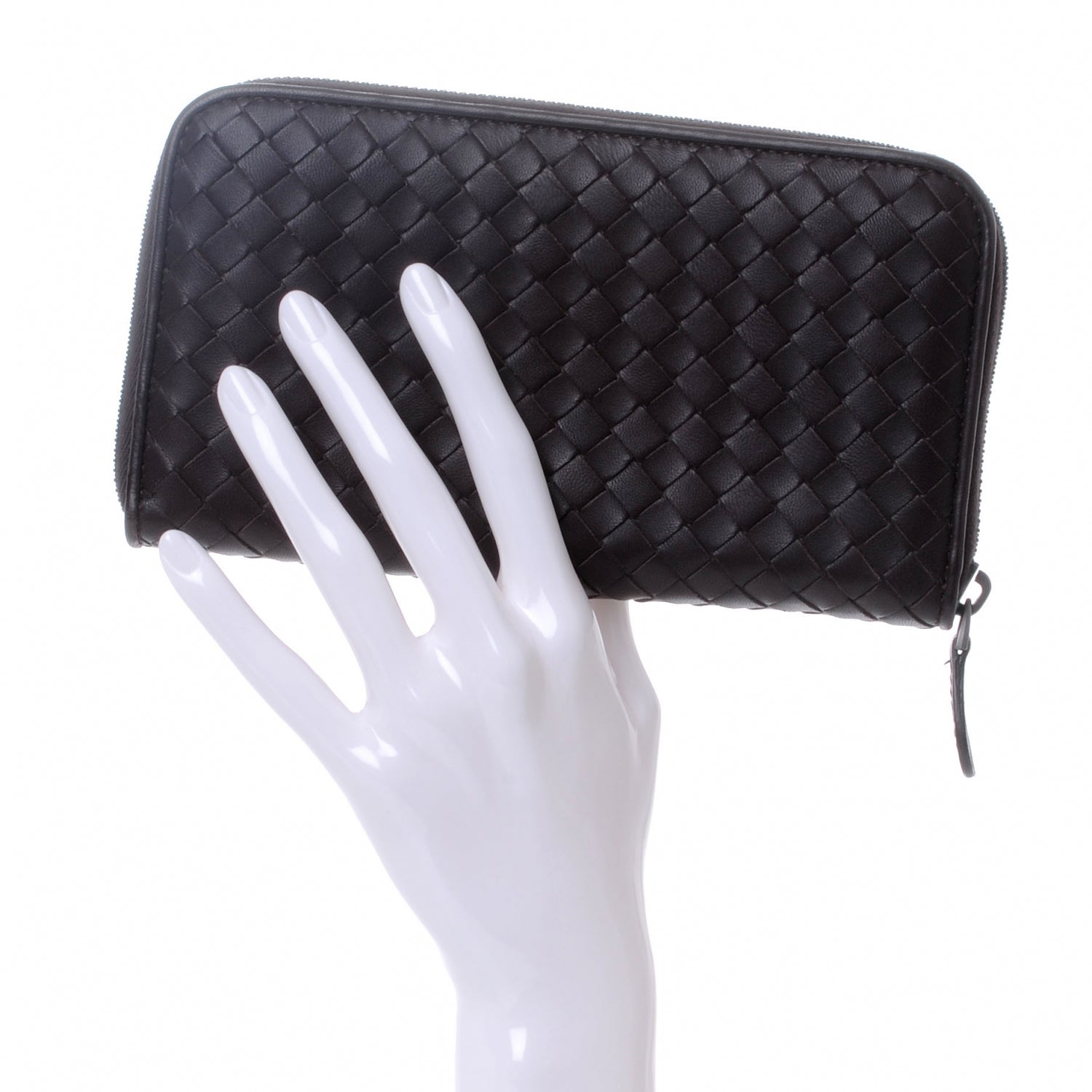 Bottega Veneta Nappa Intrecciato Zip Around Wallet Ebano 2 of 8