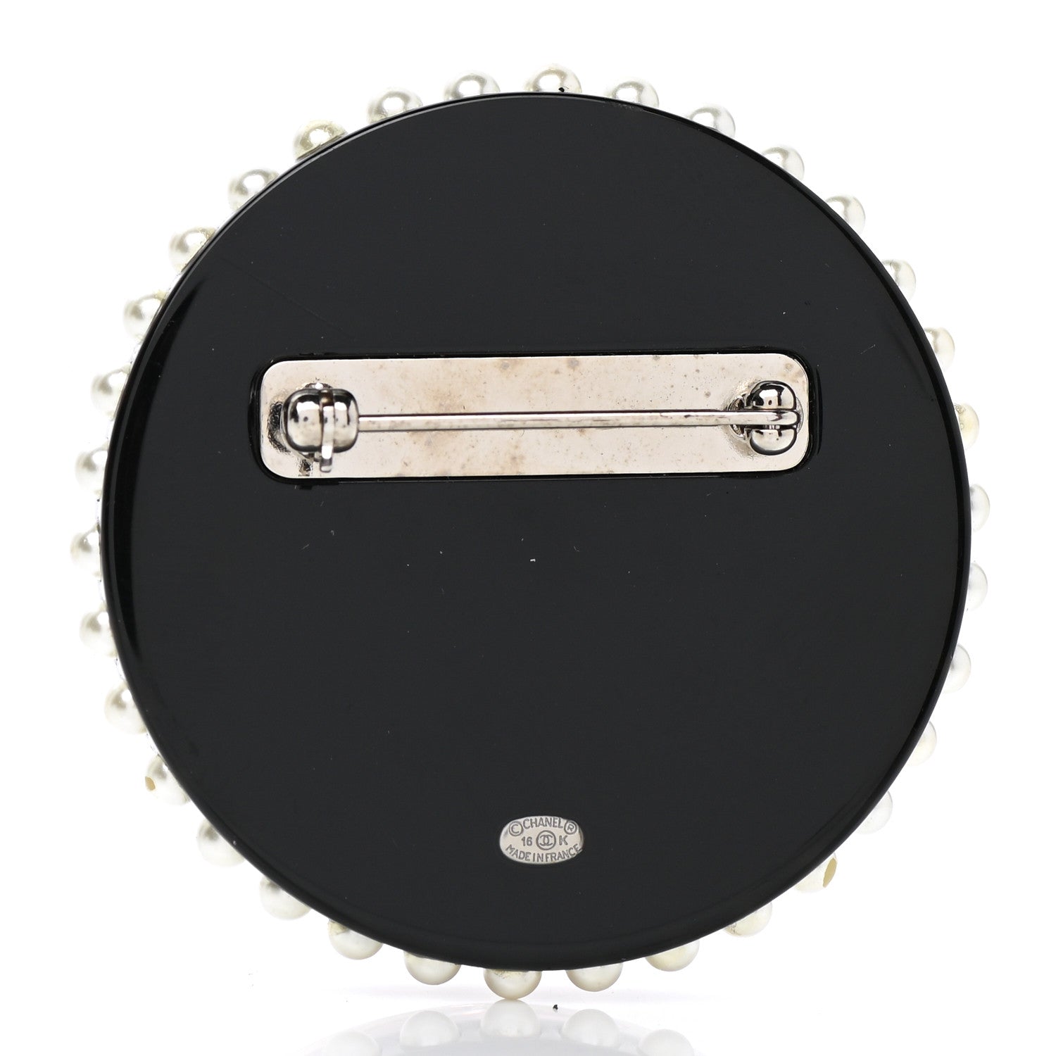 Chanel Metal Resin Pearl Emoji Brooch Silver White 3 of 5