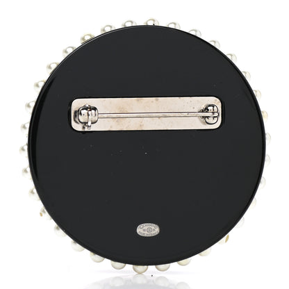Chanel Metal Resin Pearl Emoji Brooch Silver White 3 of 5