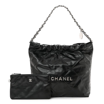Chanel Shiny Calfskin Quilted Small Chanel 22 Black 1 of 12