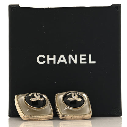 Chanel Metal Glass Pearl Strass CC Earrings Black Gold 5 of 5