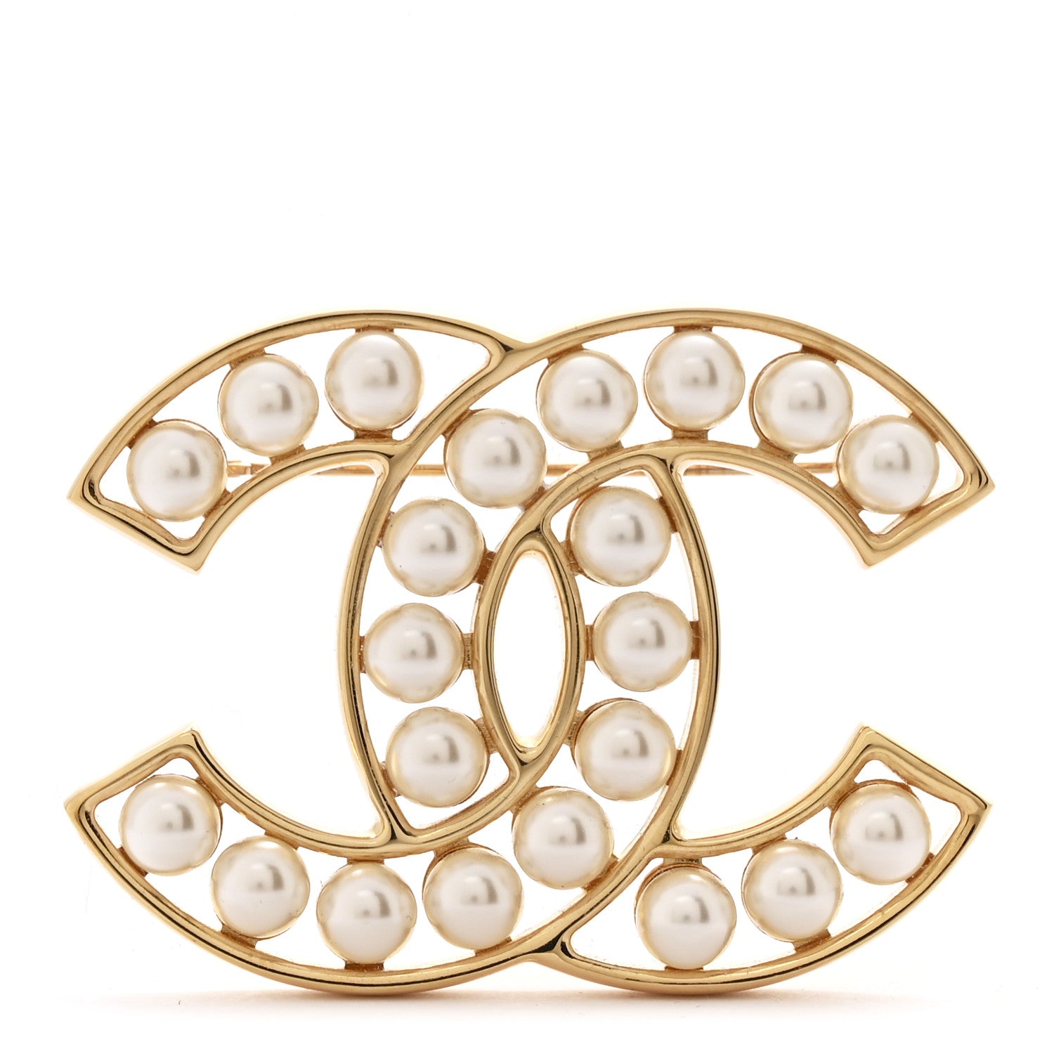Chanel Pearl CC Brooch Gold 1 of 4