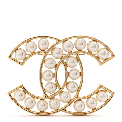 Chanel Pearl CC Brooch Gold 1 of 4