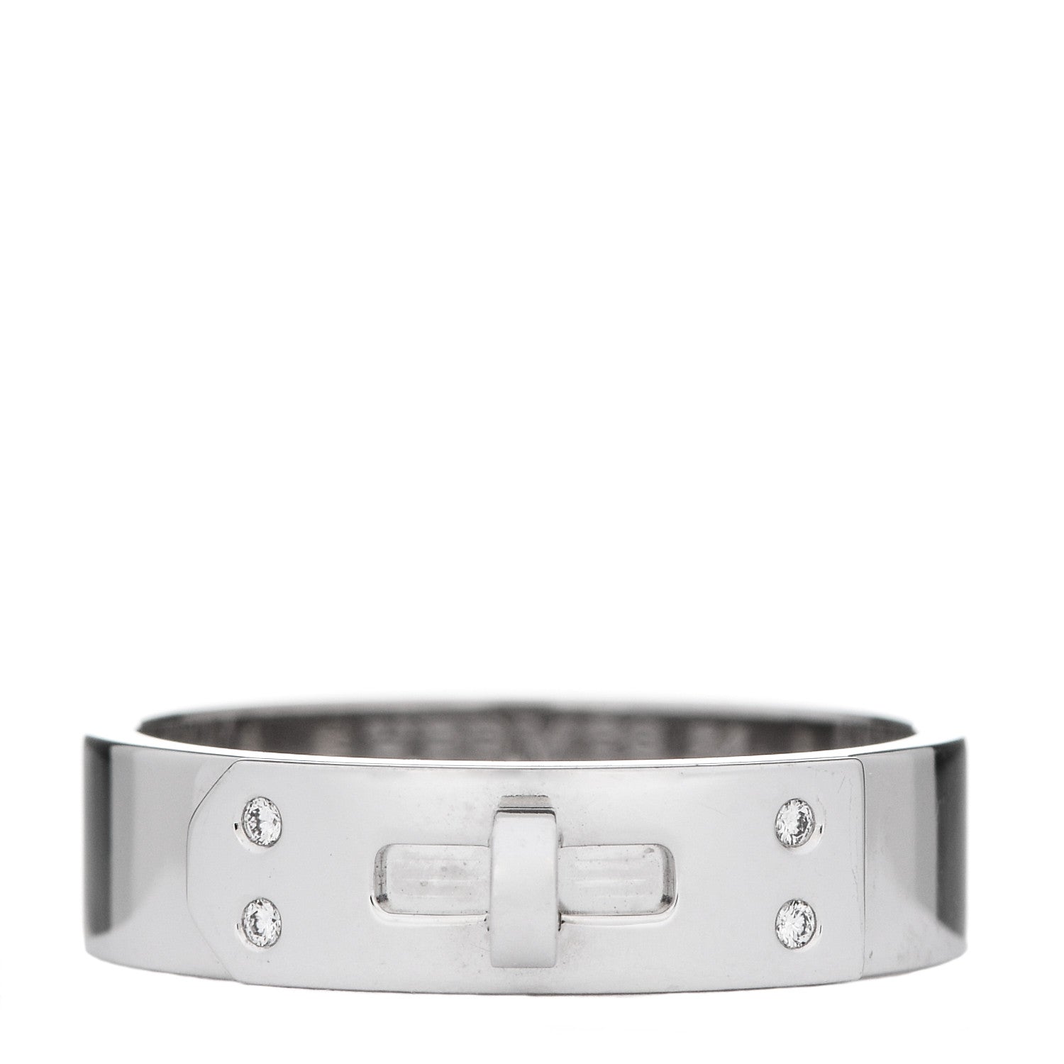 Hermes 18K White Gold Diamond PM Kelly Ring 54 6.75 1 of 5