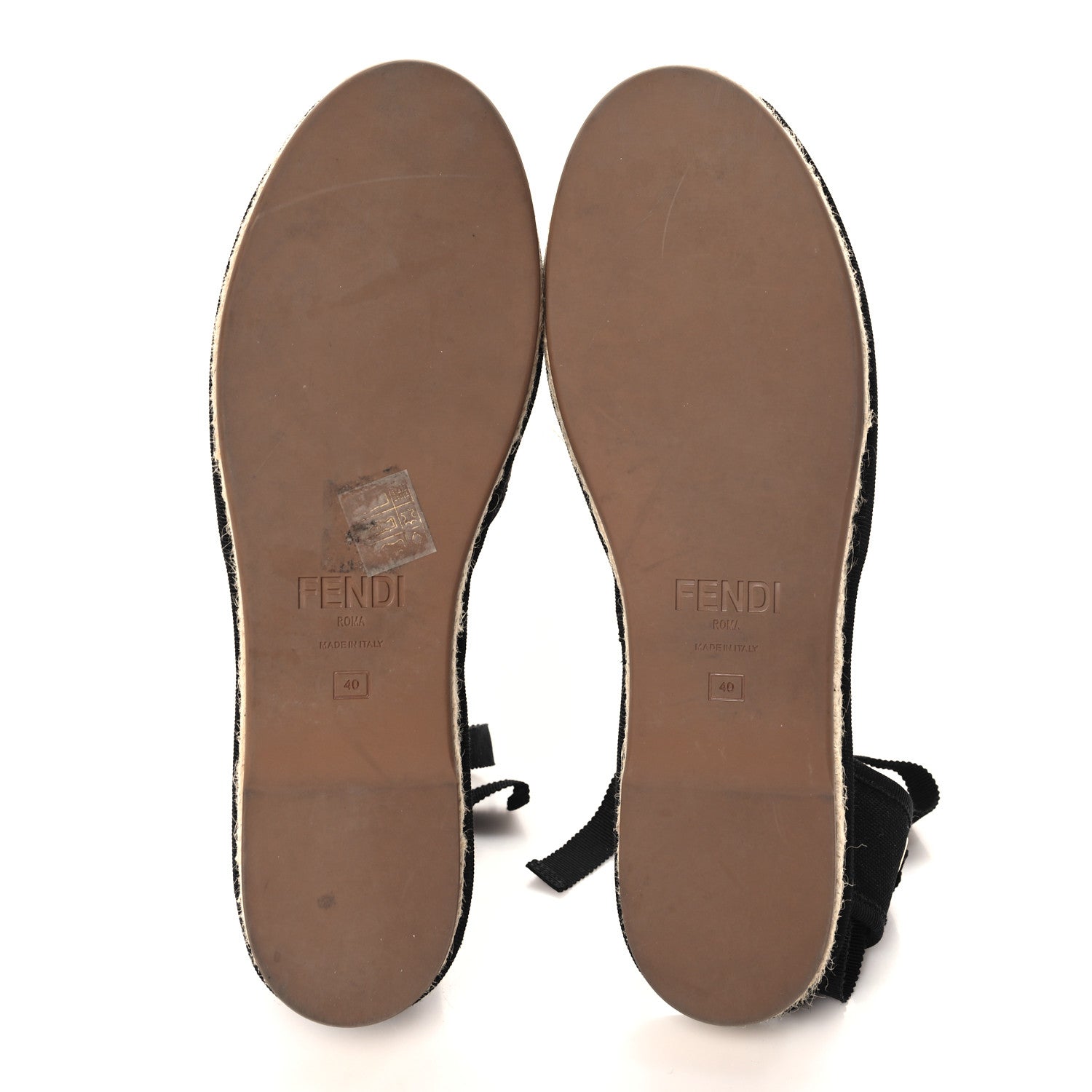 Fendi Canvas FF Embroidered Roma Ankle Wrap Flat Espadrilles 40 Black 6 of 9