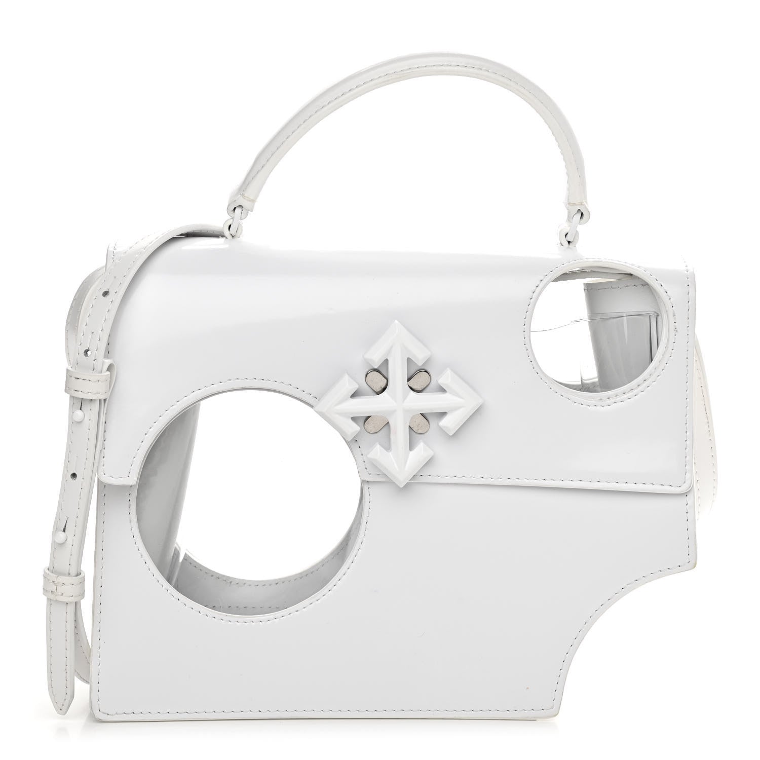Off-White Calfskin Jitney 2.8 Meteor Shower Top Handle Bag White 1 of 12
