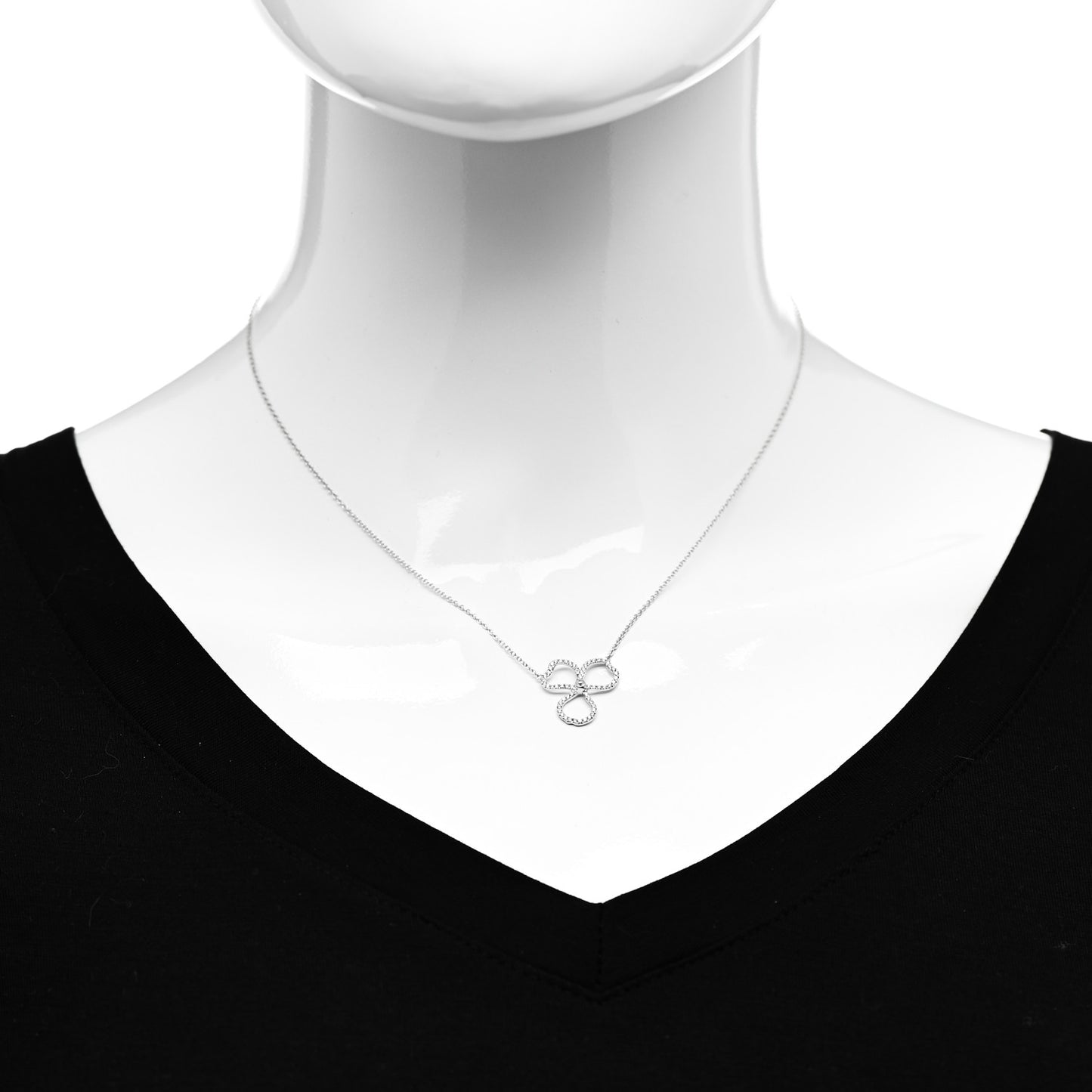 Platinum Diamond Small Paper Flowers Pendant Necklace