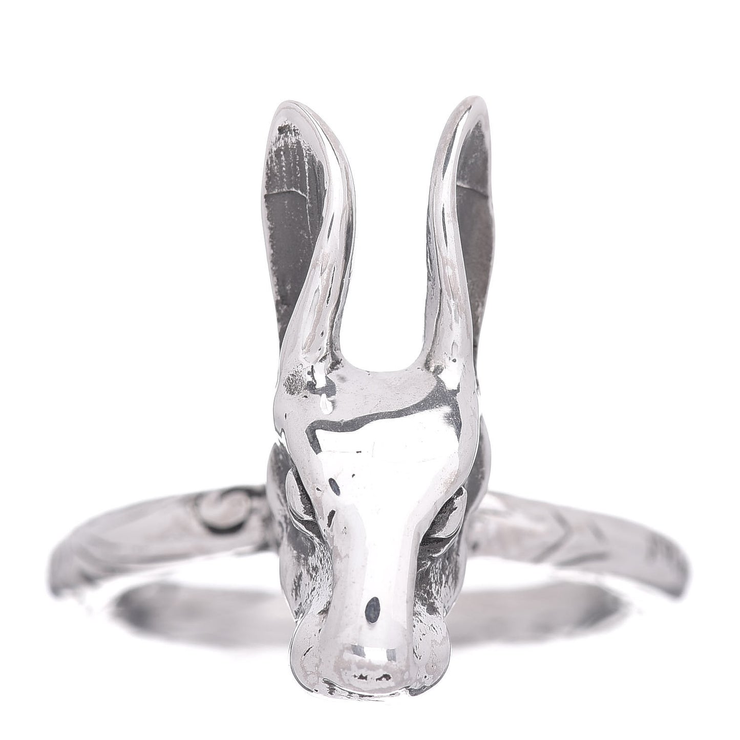 Sterling Silver Anger Forest Rabbit Head Ring 57 8