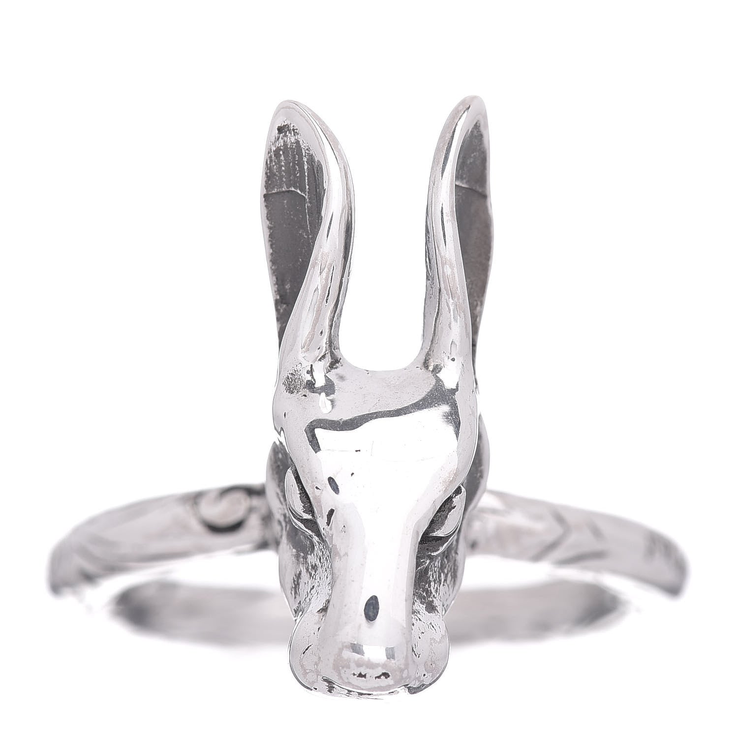 Gucci Sterling Silver Anger Forest Rabbit Head Ring 57 8 3 of 6
