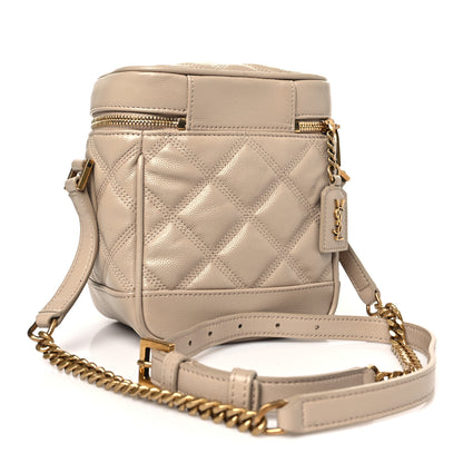 Saint Laurent Grain de Poudre Quilted 80's Vanity Bag Dark Beige 3 of 7