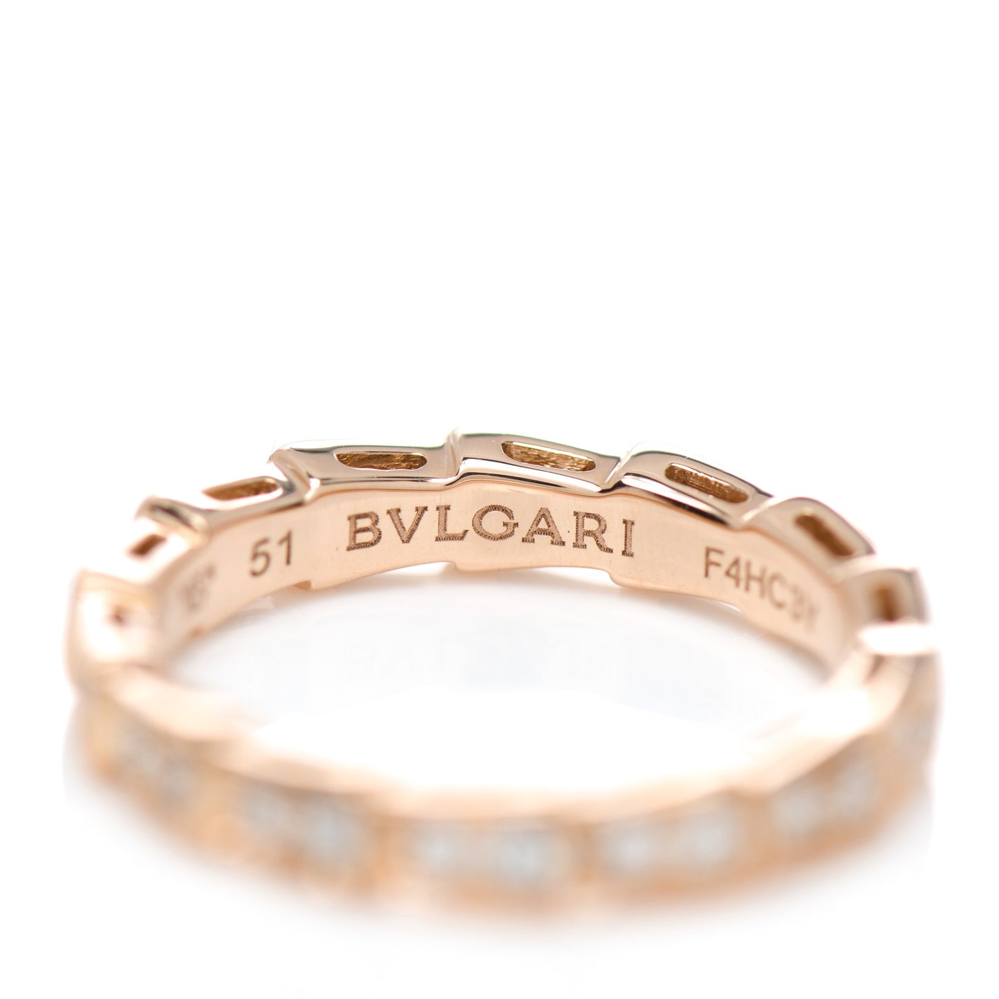 18K Rose Gold Diamond Serpenti Pave Band Ring 51 5.75