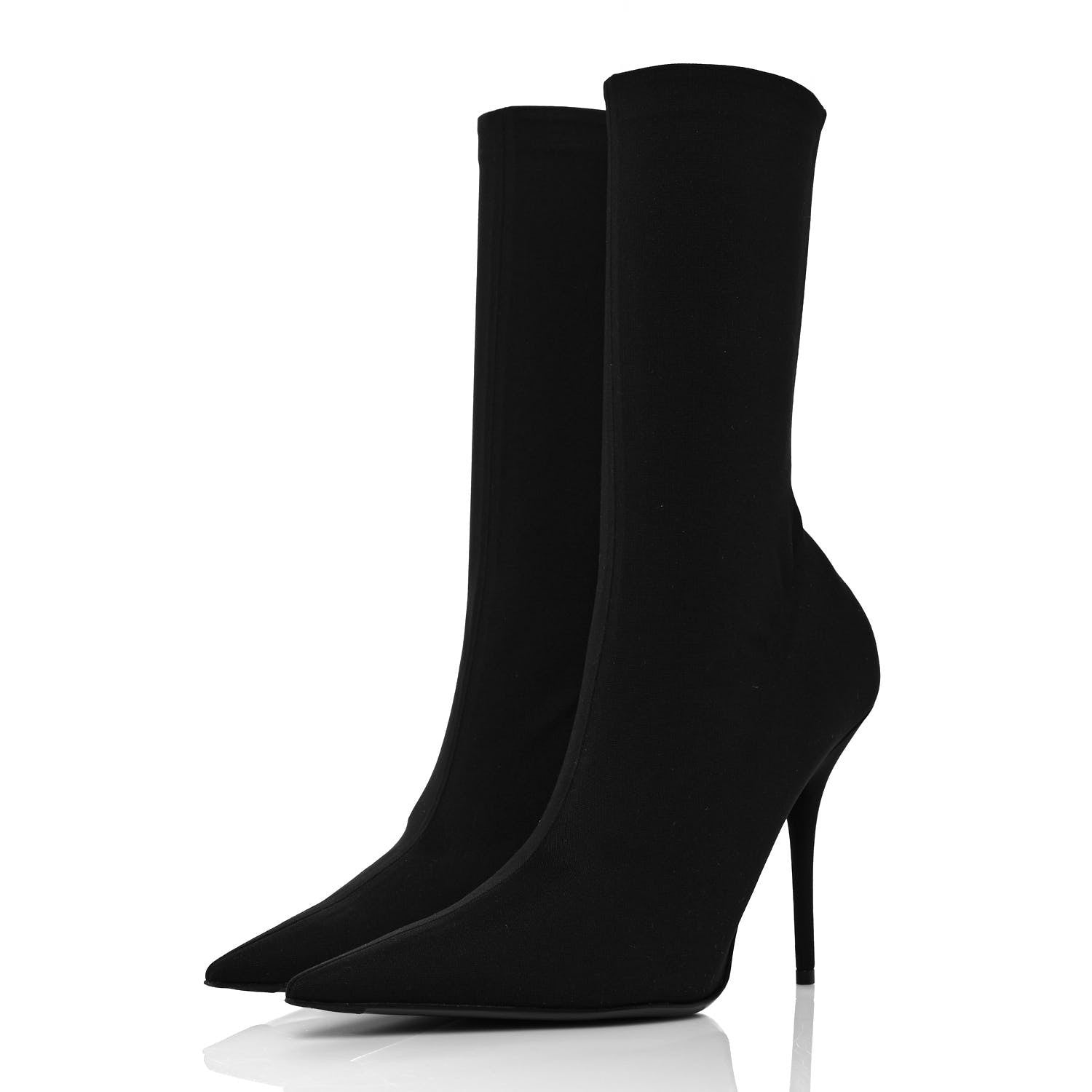 Balenciaga Matte Spandex Extreme Pointed Toe Knife 110mm Ankle Boots 38 Black 3 of 7