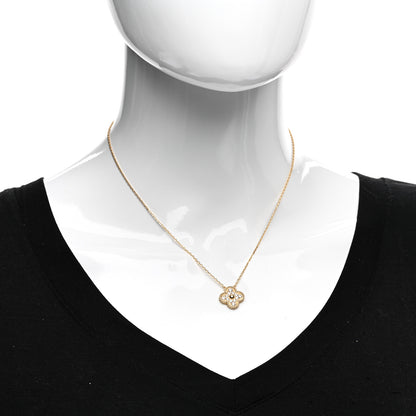 Van Cleef & Arpels 18K Yellow Gold Diamond Vintage Alhambra Pendant Necklace 2 of 6