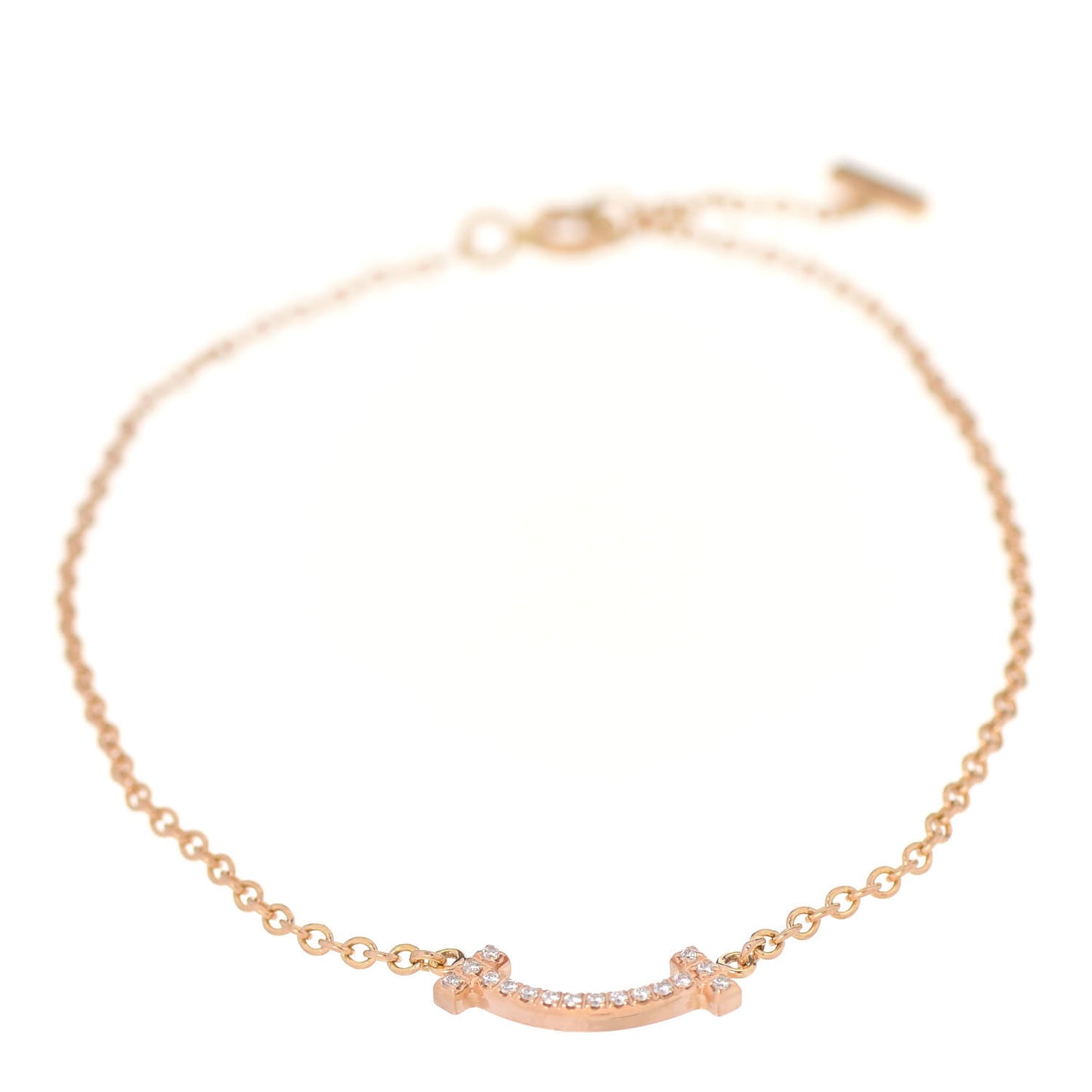18K Rose Gold Diamond Mini T Smile Bracelet
