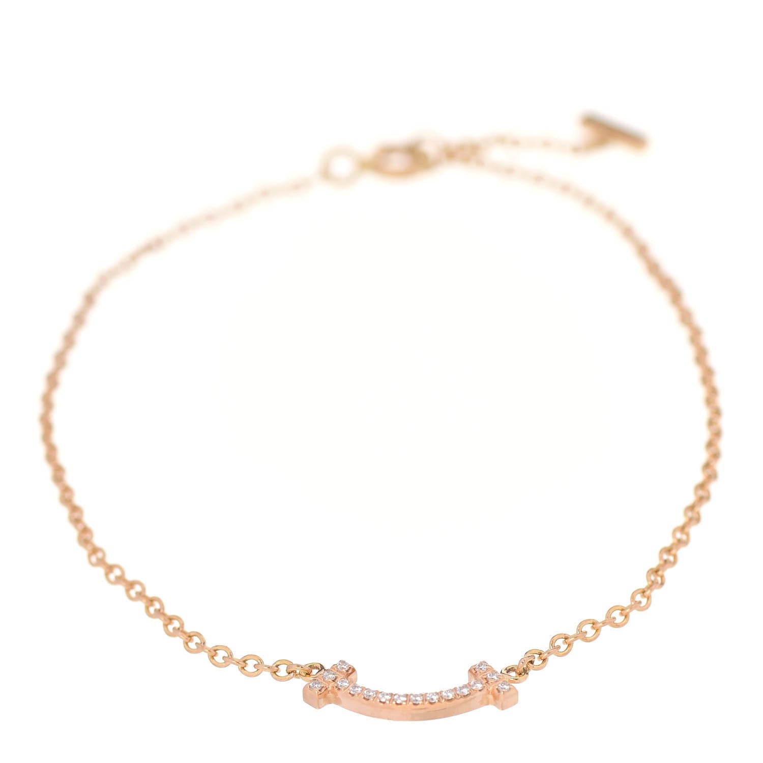 Tiffany 18K Rose Gold Diamond Mini T Smile Bracelet 1 of 6