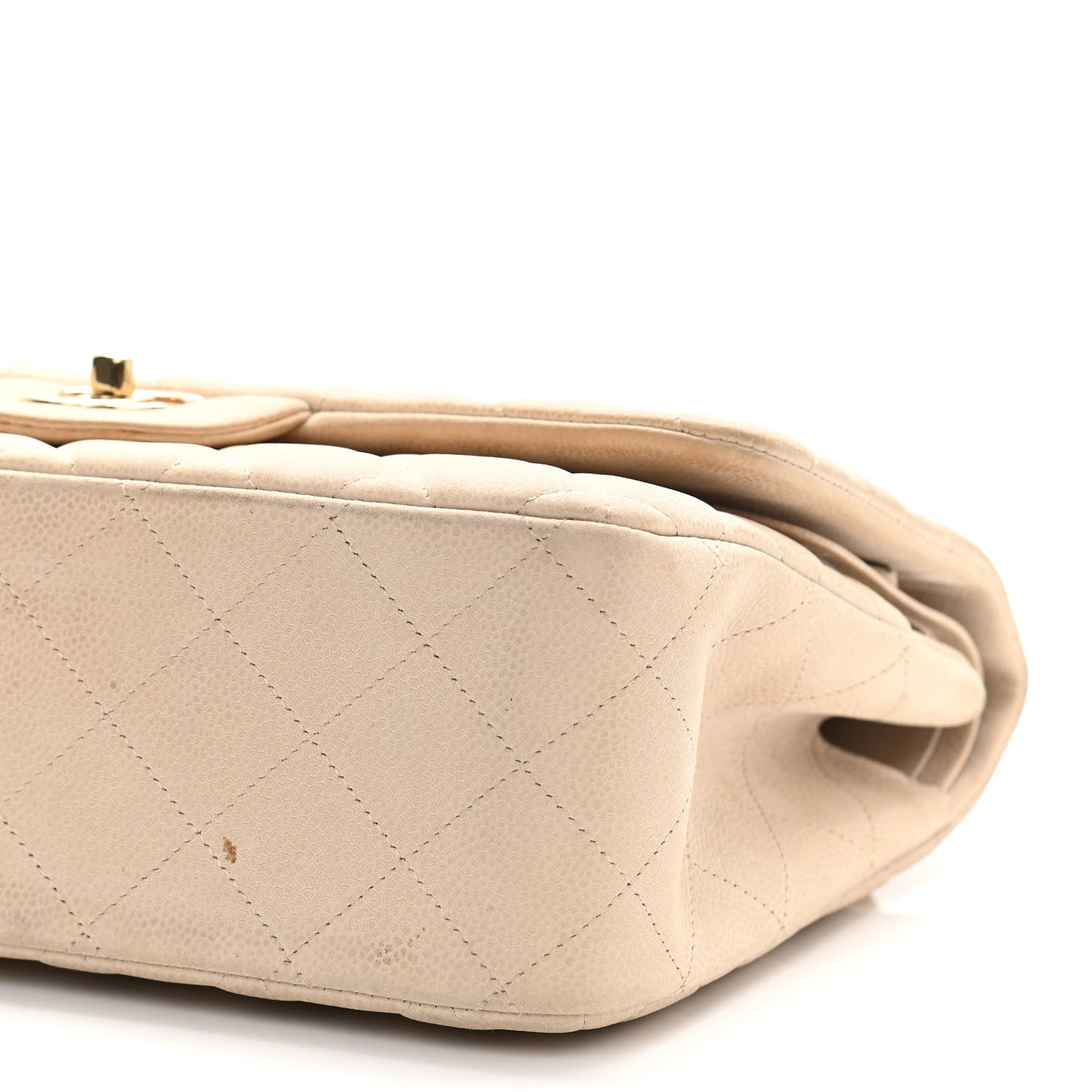 Iridescent Caviar Quilted Jumbo Double Beige