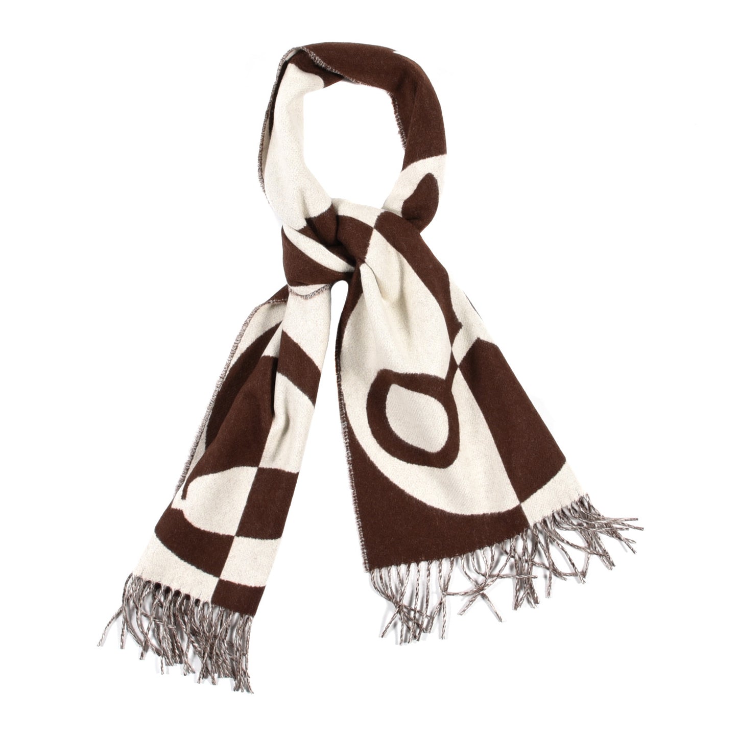 Cashmere Casaque Charms Muffler Brun Chocolat Ivoire
