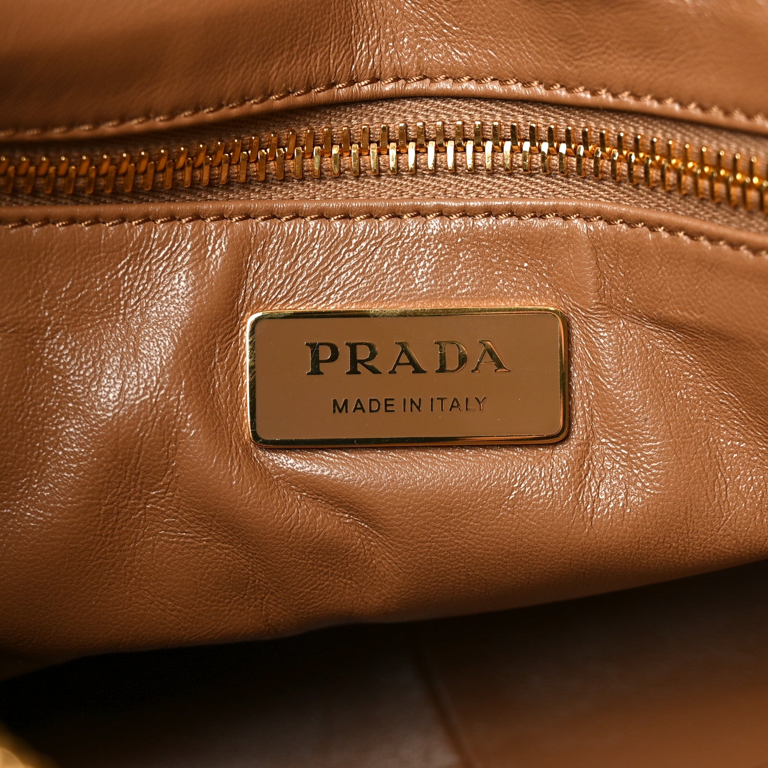 Prada Soft Calfskin Large Aimee Shoulder Bag Caramel 6 of 9
