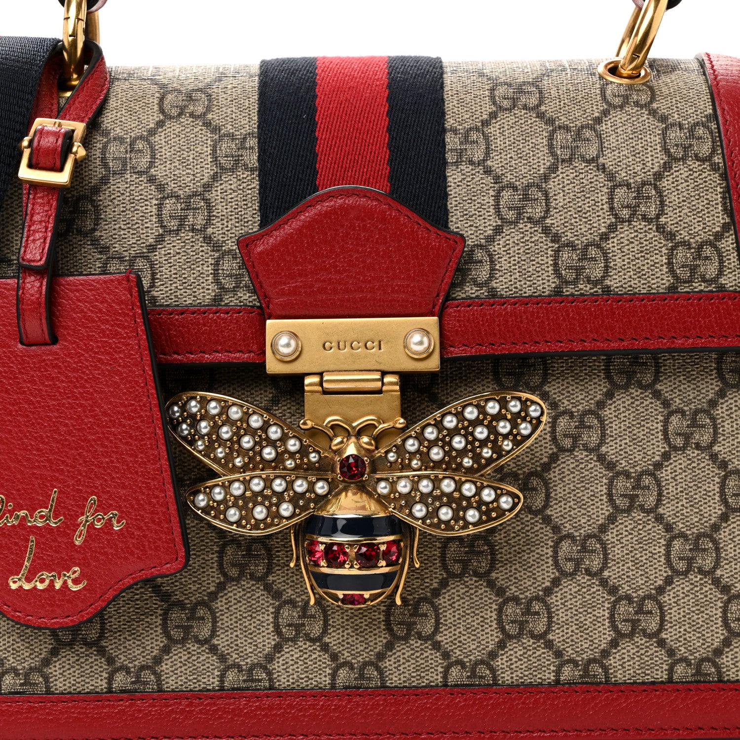 Gucci GG Supreme Monogram Small Queen Margaret Top Handle Bag Red 8 of 10