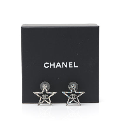 Chanel Ruthenium Crystal Star CC Earrings Iridescent Pink 5 of 5