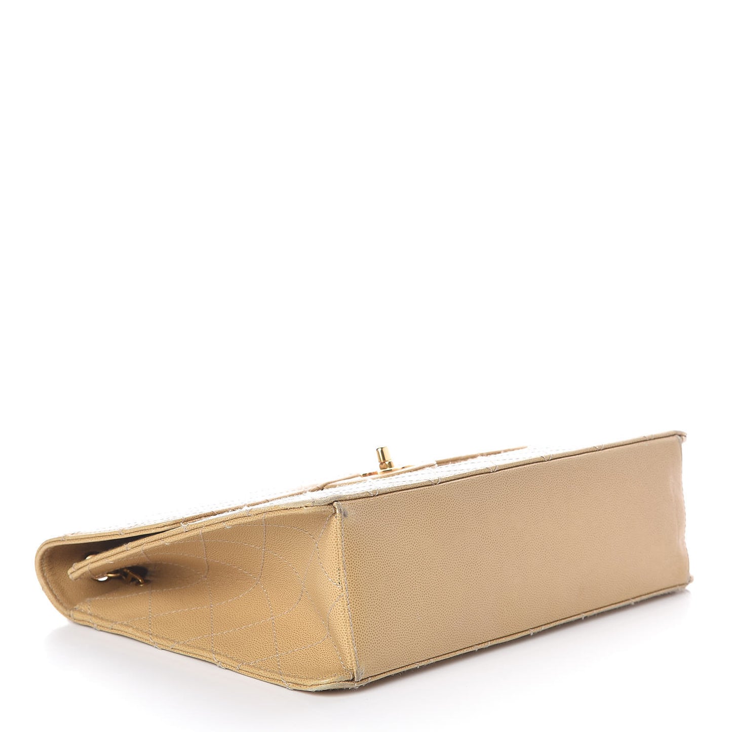 Caviar Stitched Jumbo Single Flap Beige