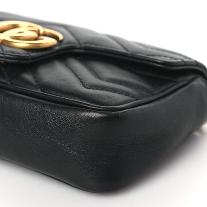 Gucci Calfskin Matelasse Super Mini GG Marmont Shoulder Bag Black 9 of 9