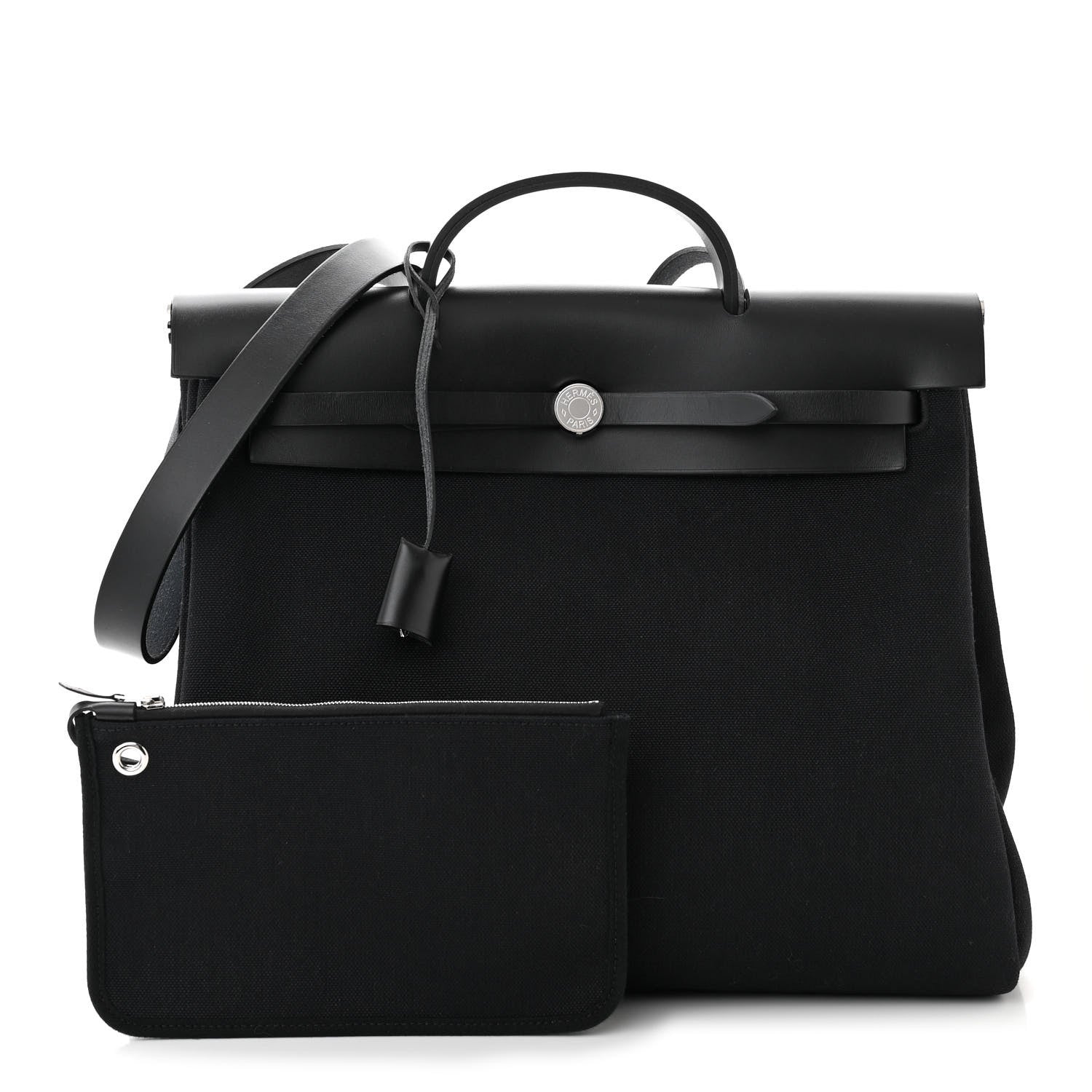 Hermes Military Toile Vache Hunter Herbag Messenger 39 Black 2 of 11