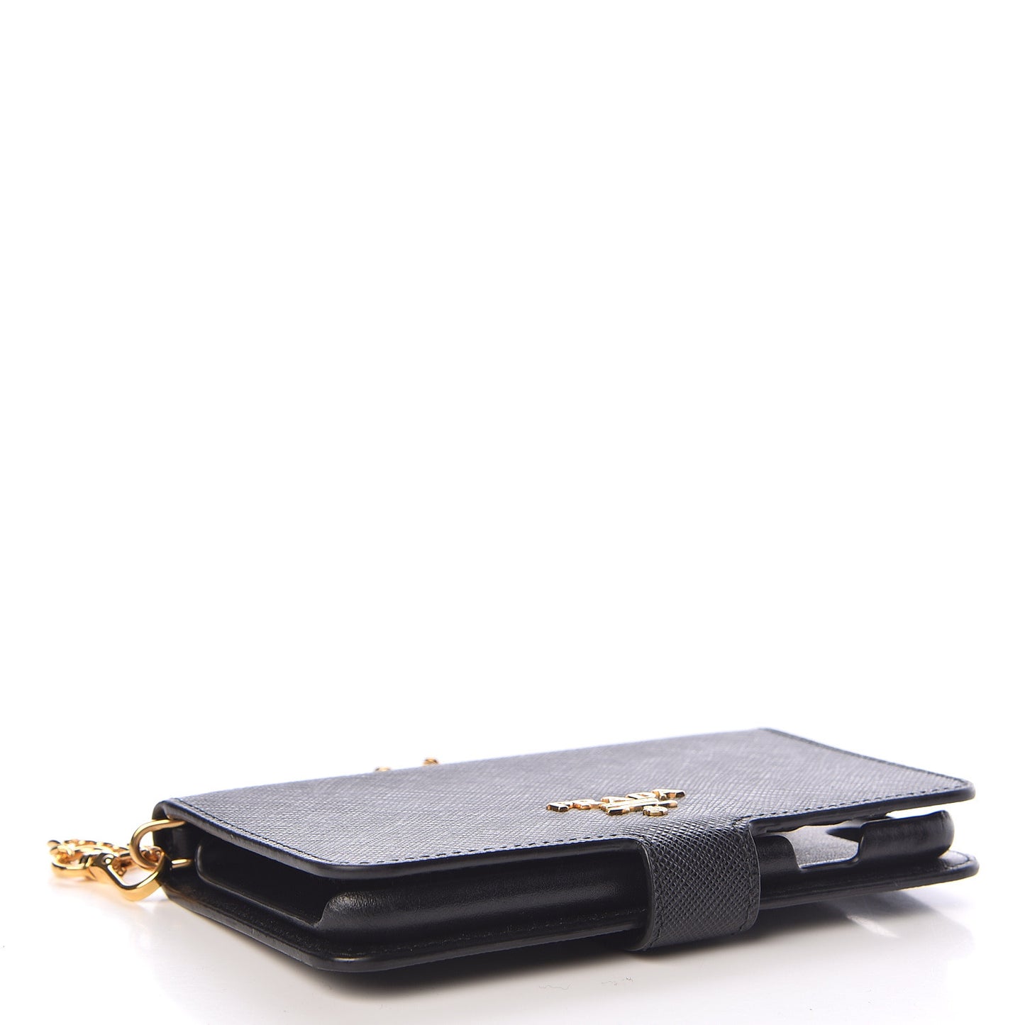 Saffiano Metal iPhone 7 Case Crossbody Wallet Black