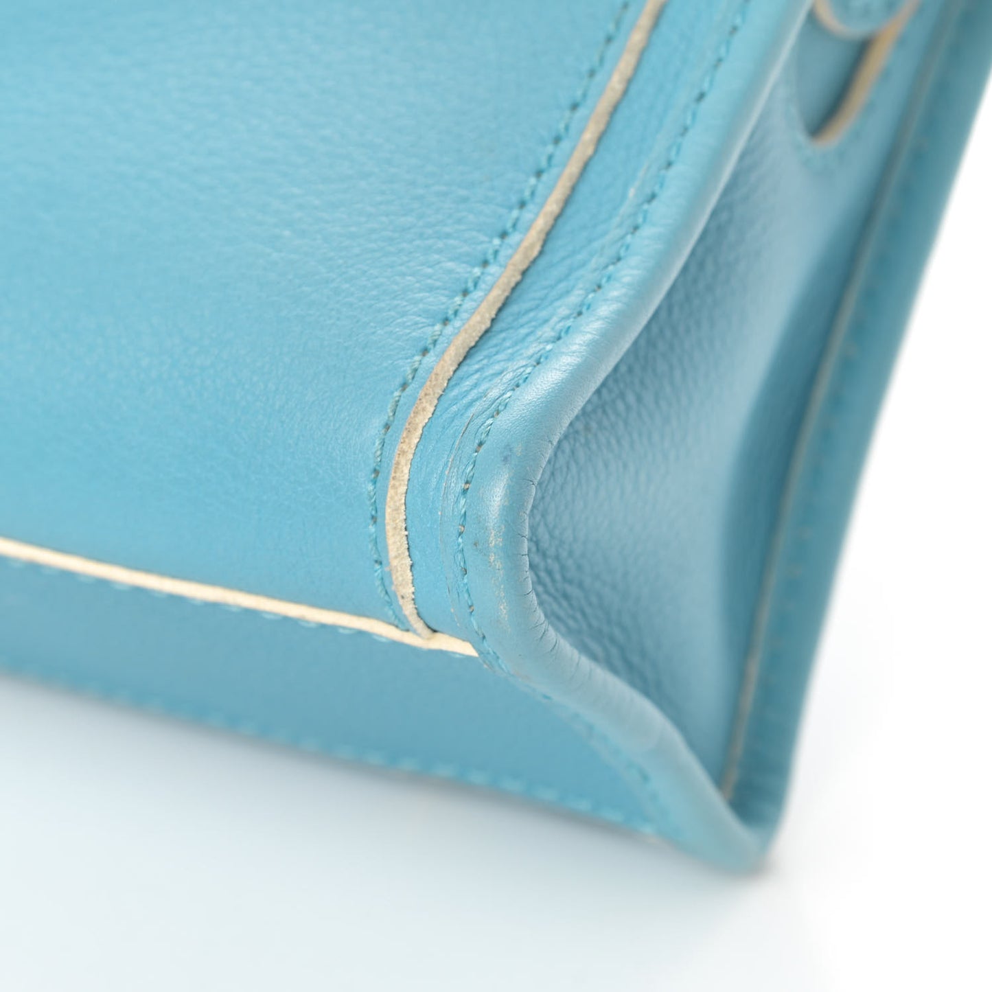 Supple Grained Calfskin Classic Silver Hardware Highlight Mini City Bleu Caraibes