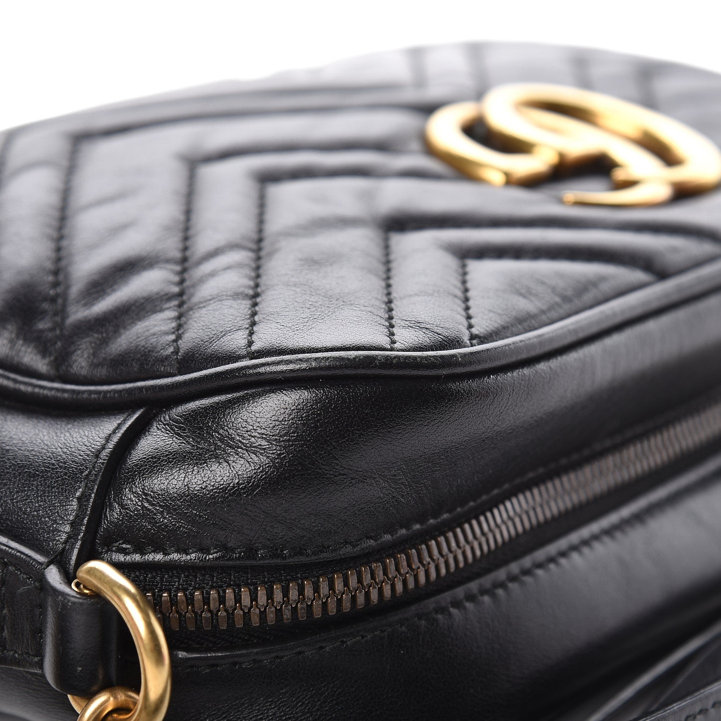 Calfskin Matelasse Small GG Marmont Chain Shoulder Bag Black