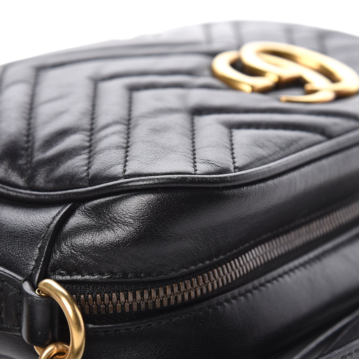 Gucci Calfskin Matelasse Small GG Marmont Chain Shoulder Bag Black 13 of 27