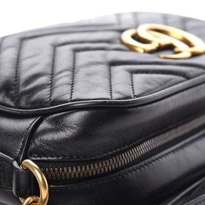 Gucci Calfskin Matelasse Small GG Marmont Chain Shoulder Bag Black 13 of 27