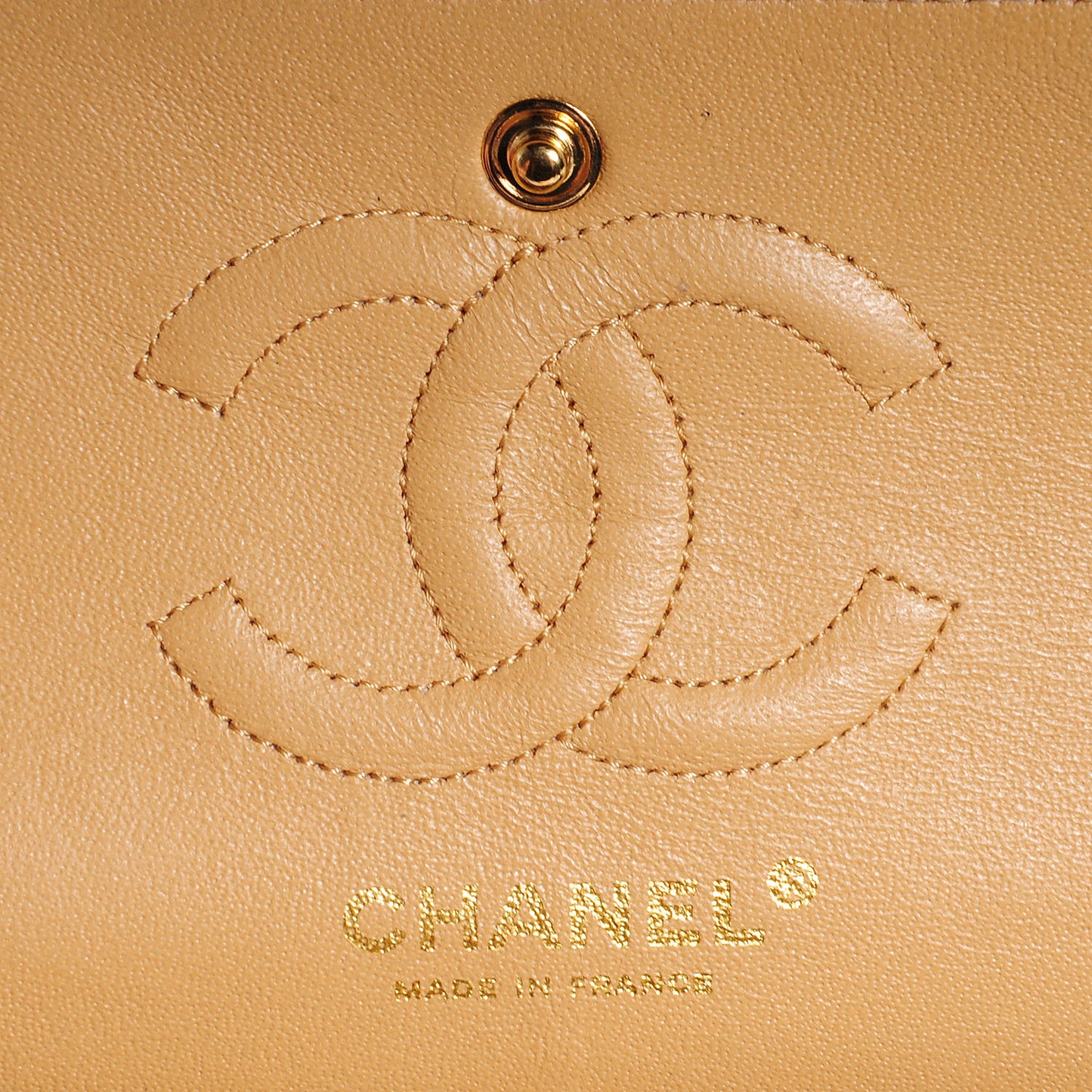 Caviar Quilted Small Double Flap Beige