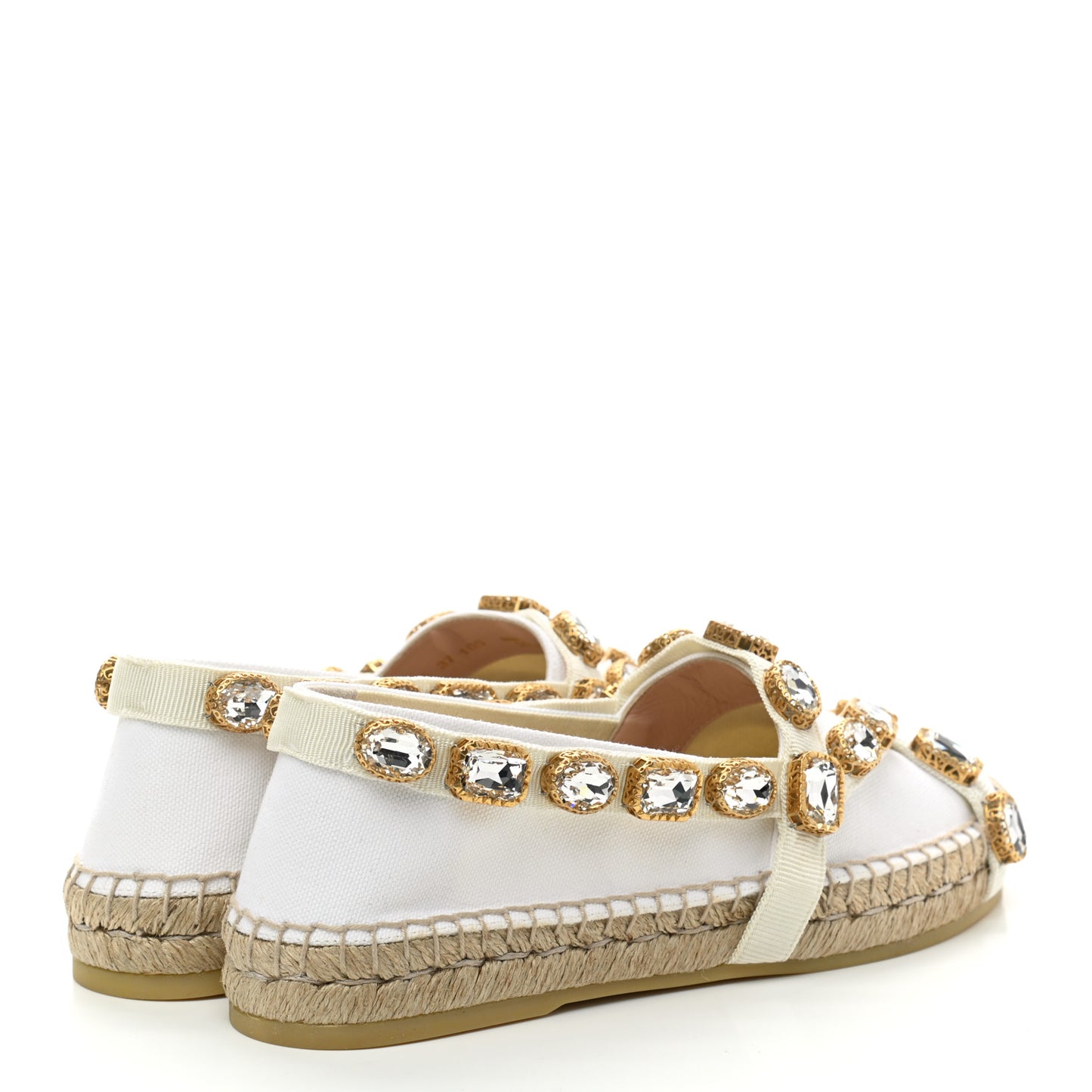 Canvas Crystal Embellished Espadrilles 37 Great White