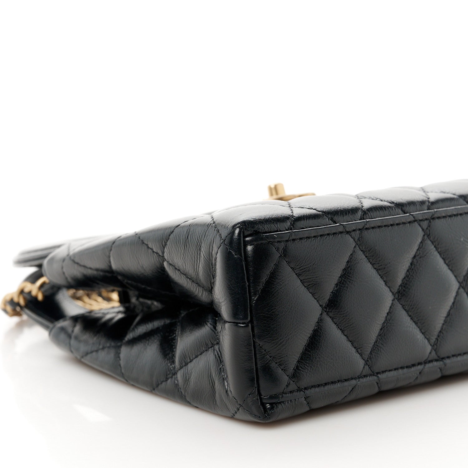 Chanel Shiny Aged Calfskin Quilted Nano Kelly Shopper Black 9 of 11