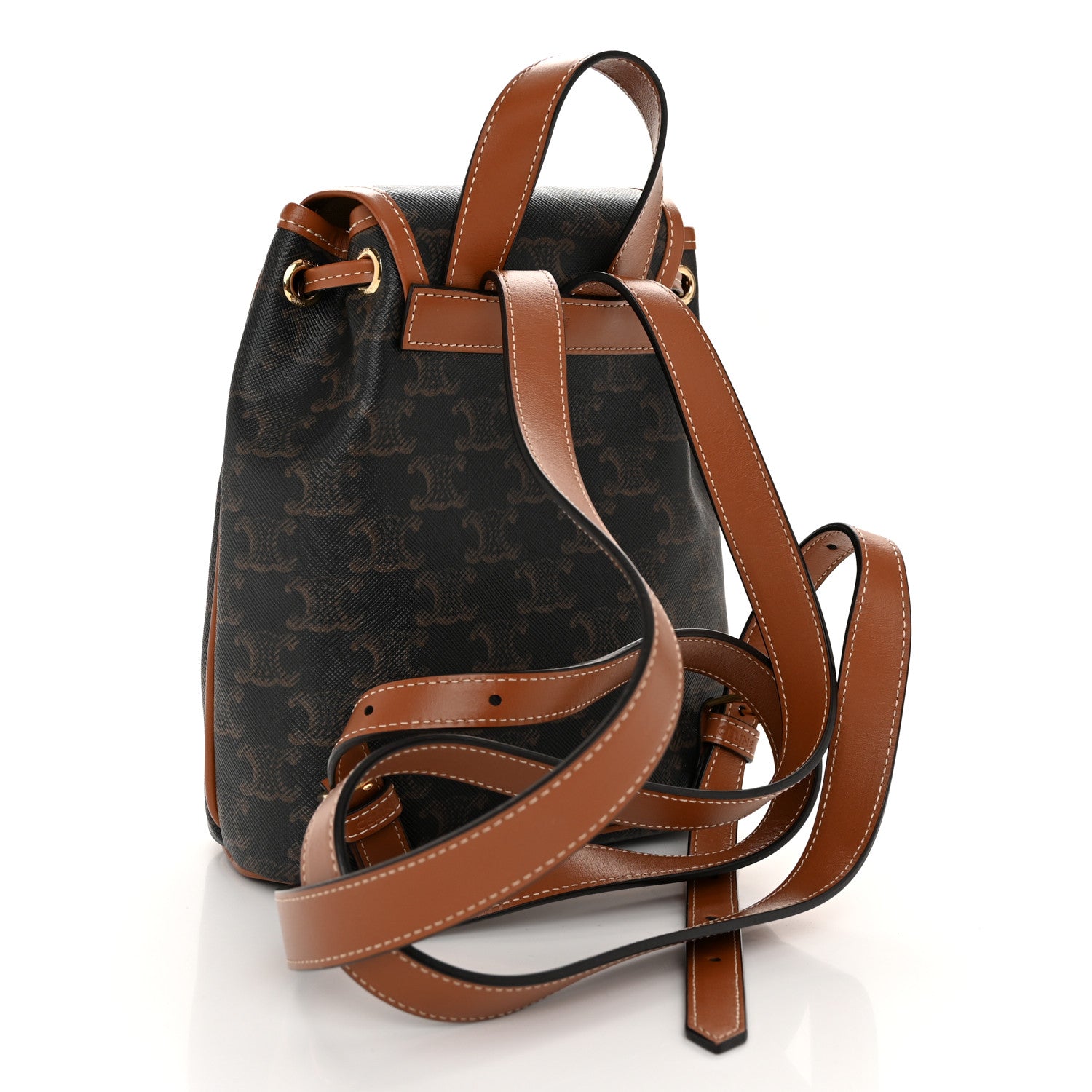Celine Triomphe Canvas Calfskin Mini Folco Backpack Tan 3 of 11