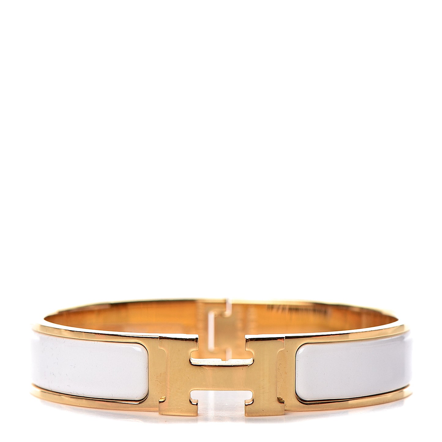 Enamel Narrow Clic Clac H Bracelet PM White