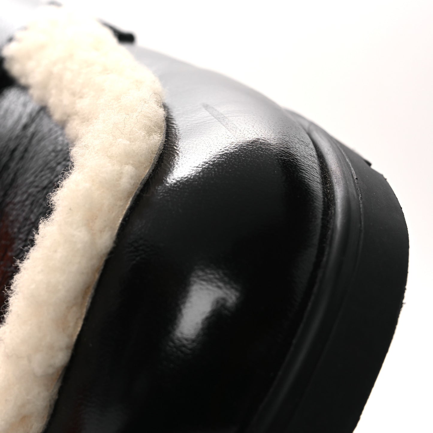Glazed Nappa Shearling Shearling Go Mules 37.5 Black Ecru