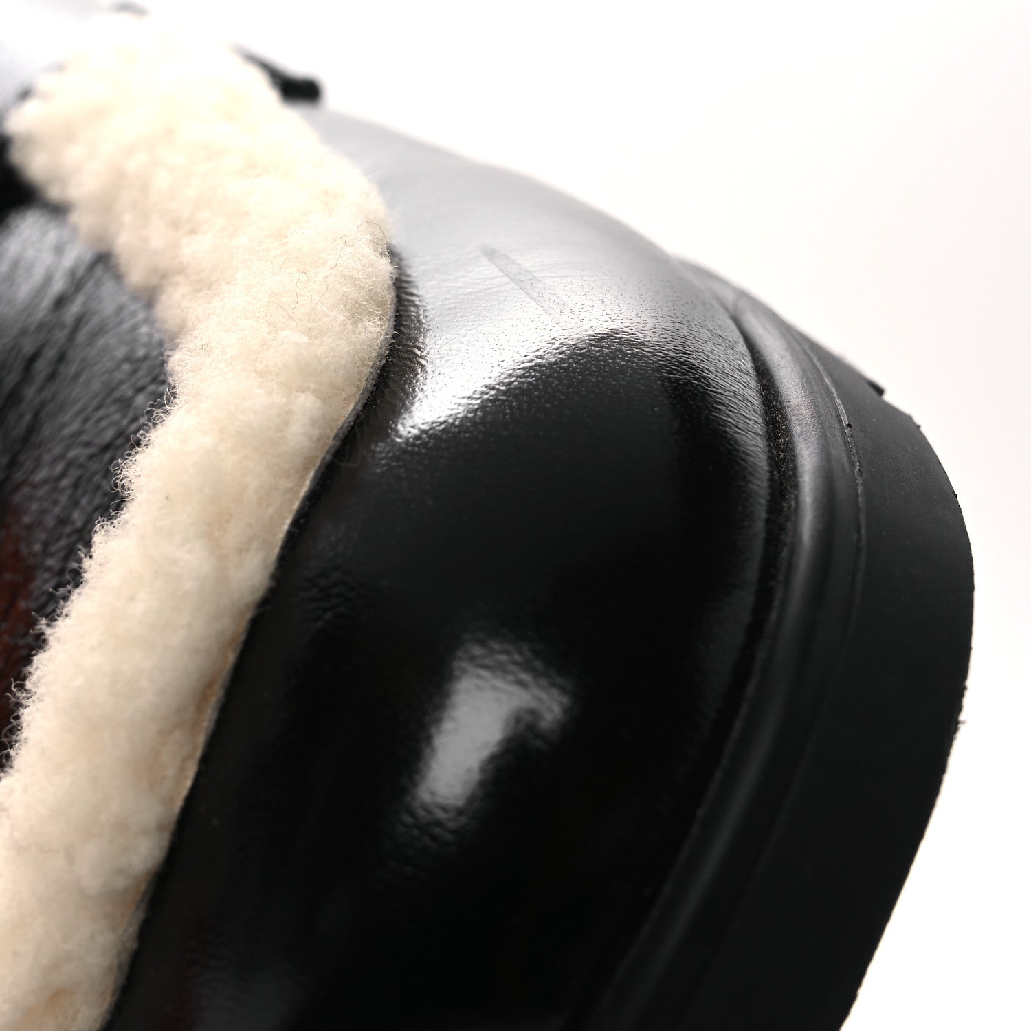 Hermes Glazed Nappa Shearling Shearling Go Mules 37.5 Black Ecru 11 of 12