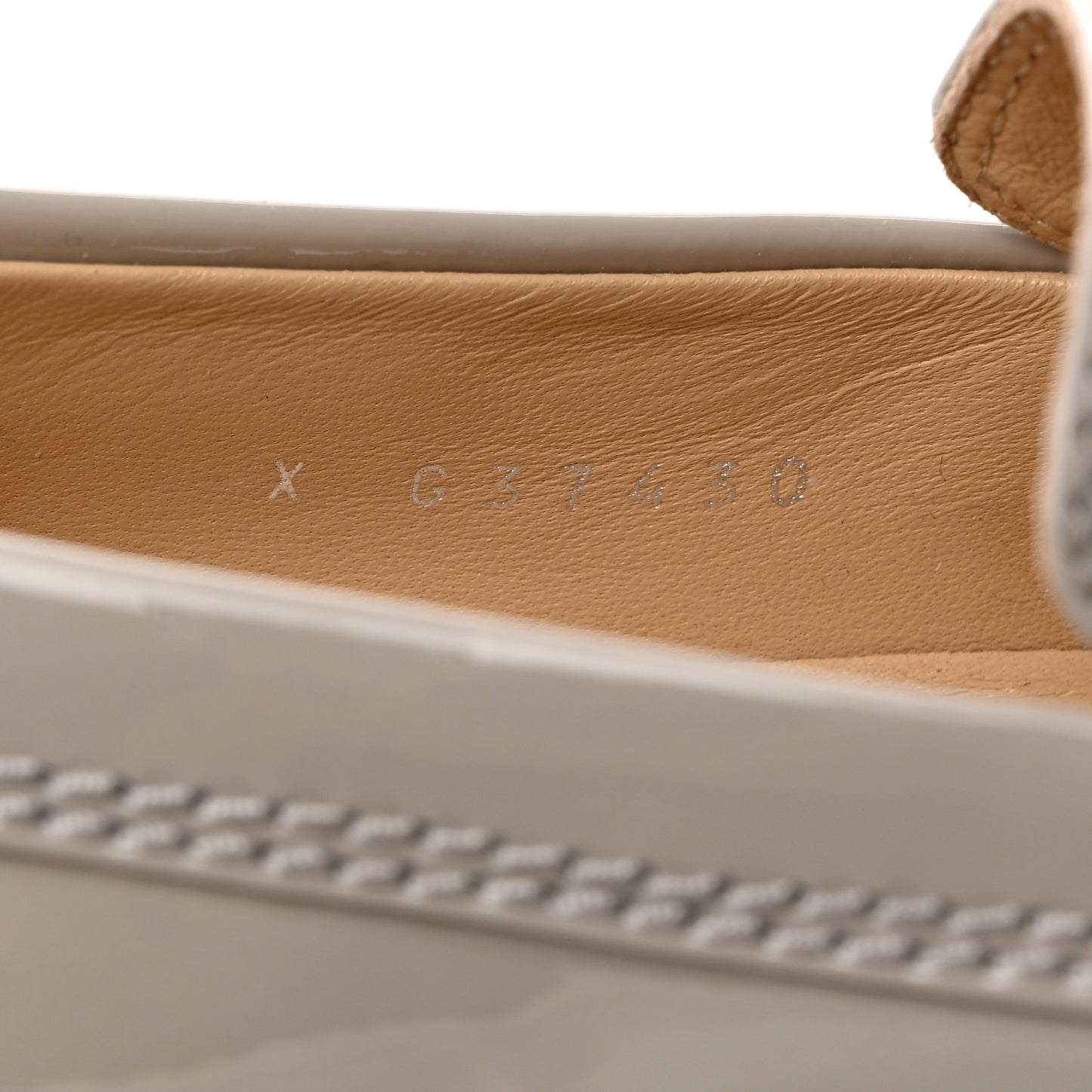 Shiny Calfskin Logo Loafers 37.5 Grey