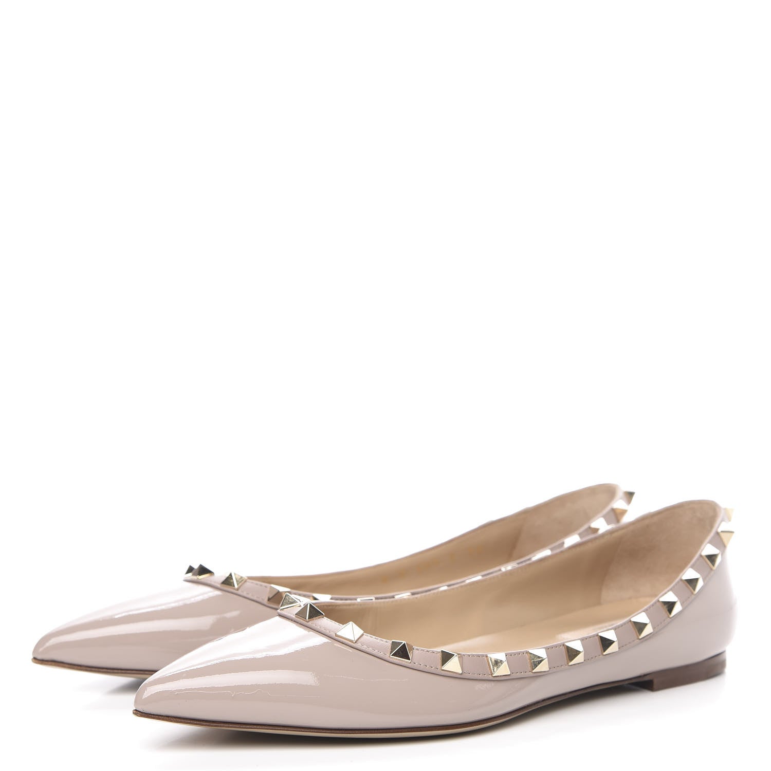 Valentino Garavani Patent Rockstud Ballerina Flats 38 Poudre 3 of 9