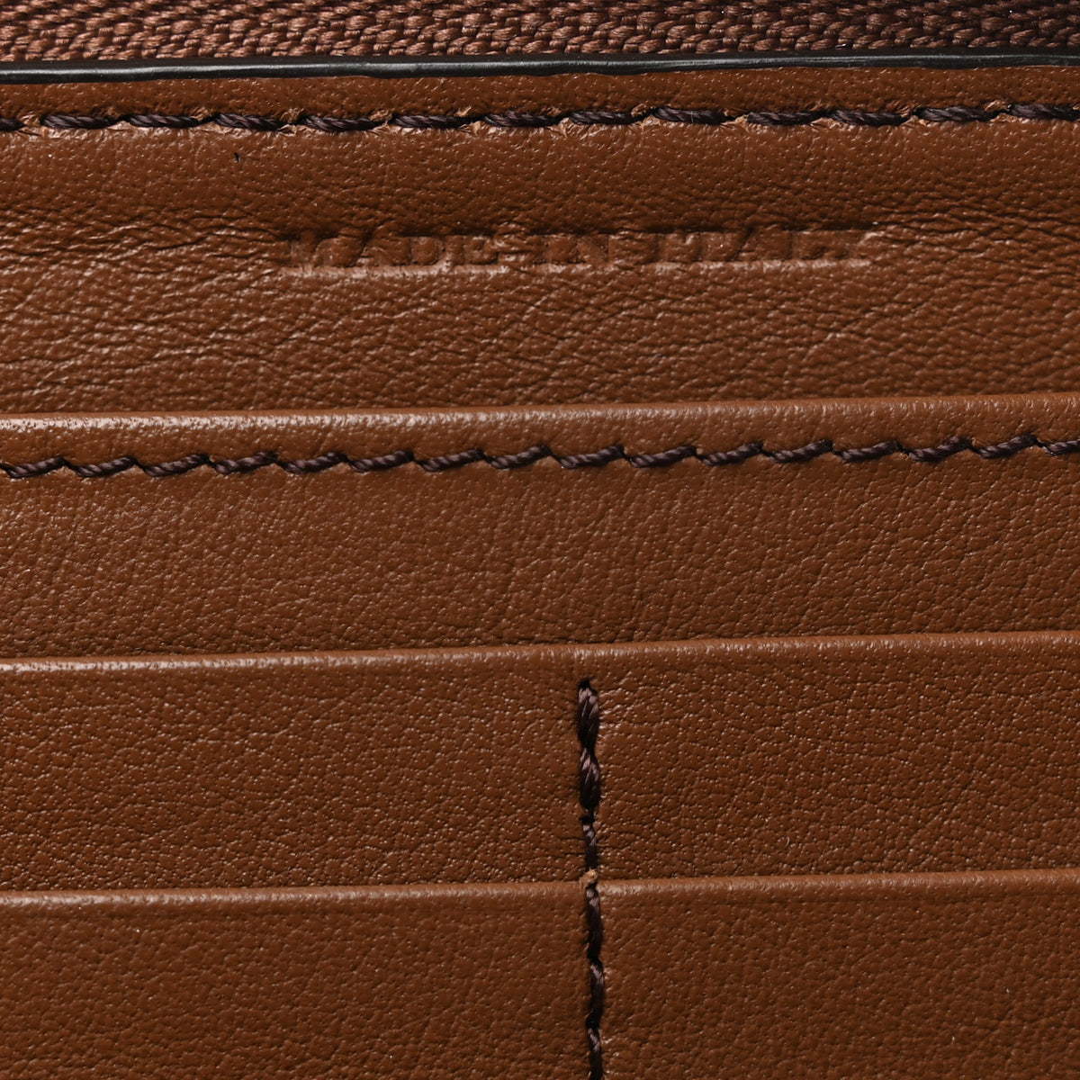 Grainy Calfskin House Check Elmore Zip Around Wallet Tan
