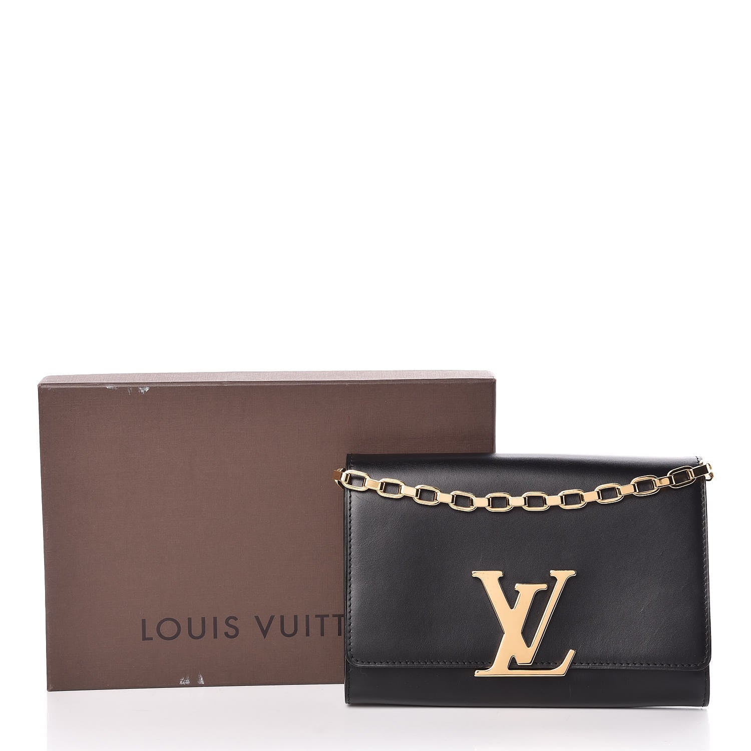 Louis Vuitton Calfskin Chain Louise MM Black 9 of 9